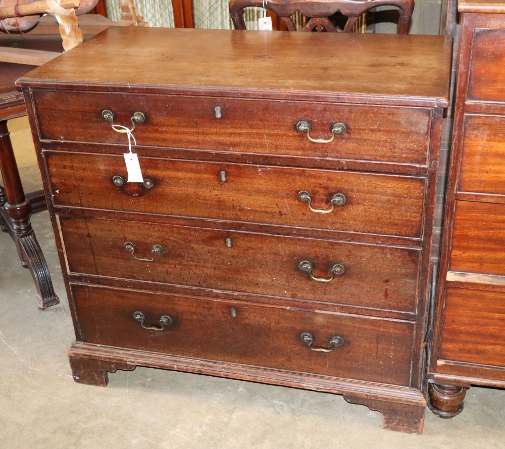 A George III mahogany four drawer chest, W.95cm, D.50cm, H.88cm